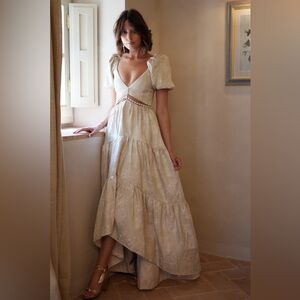 V. CHAPMAN: The Emma Dress in Taupe Windsor Brocade | US 4